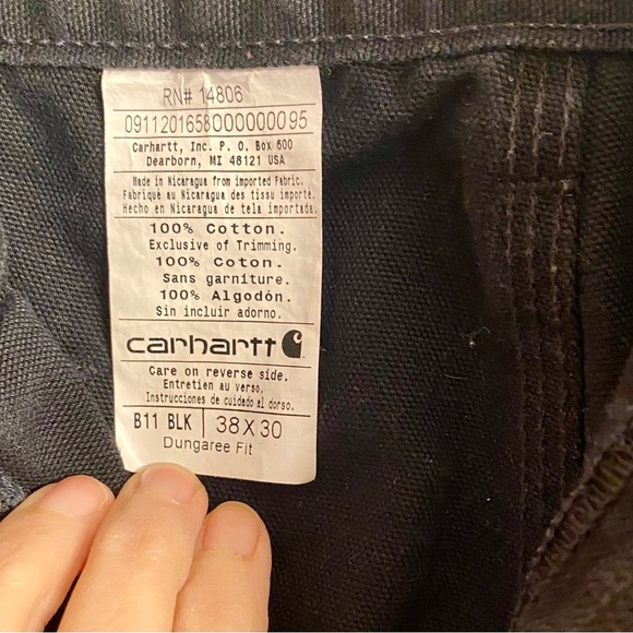 Carhartt Men's Washed Twill Relaxed Black Fit Work Pants 38x30 welding 👖 - Picture 4 of 5